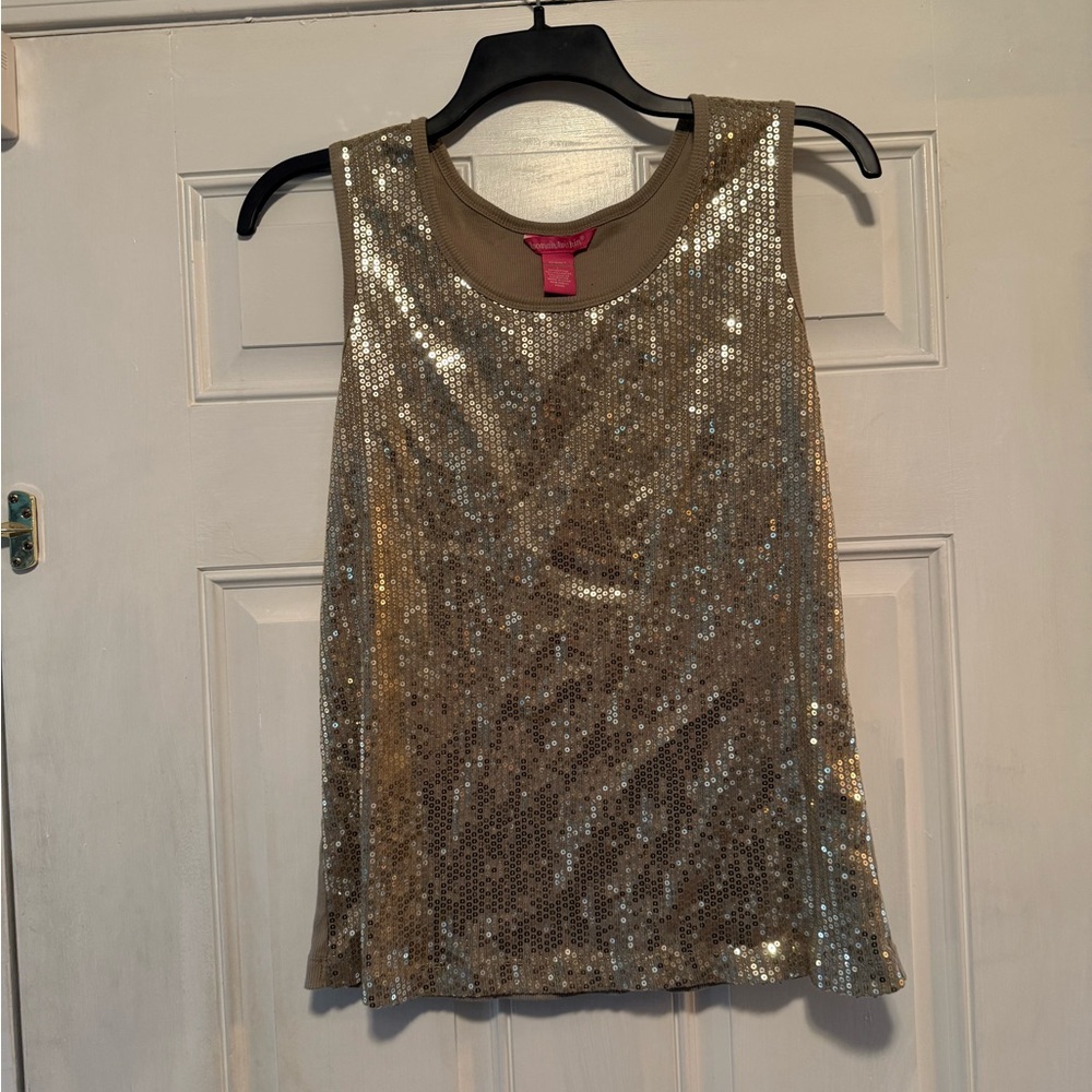 Woman Within Gold Sequin Tank Top